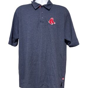 Majestic Men’s Boston Red Sox Blue and Red Polo Shirt with Iconic Logo Size XL